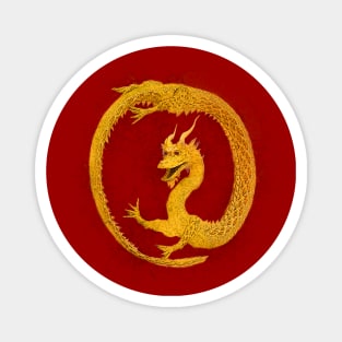 Golden Dragon Circle Magnet